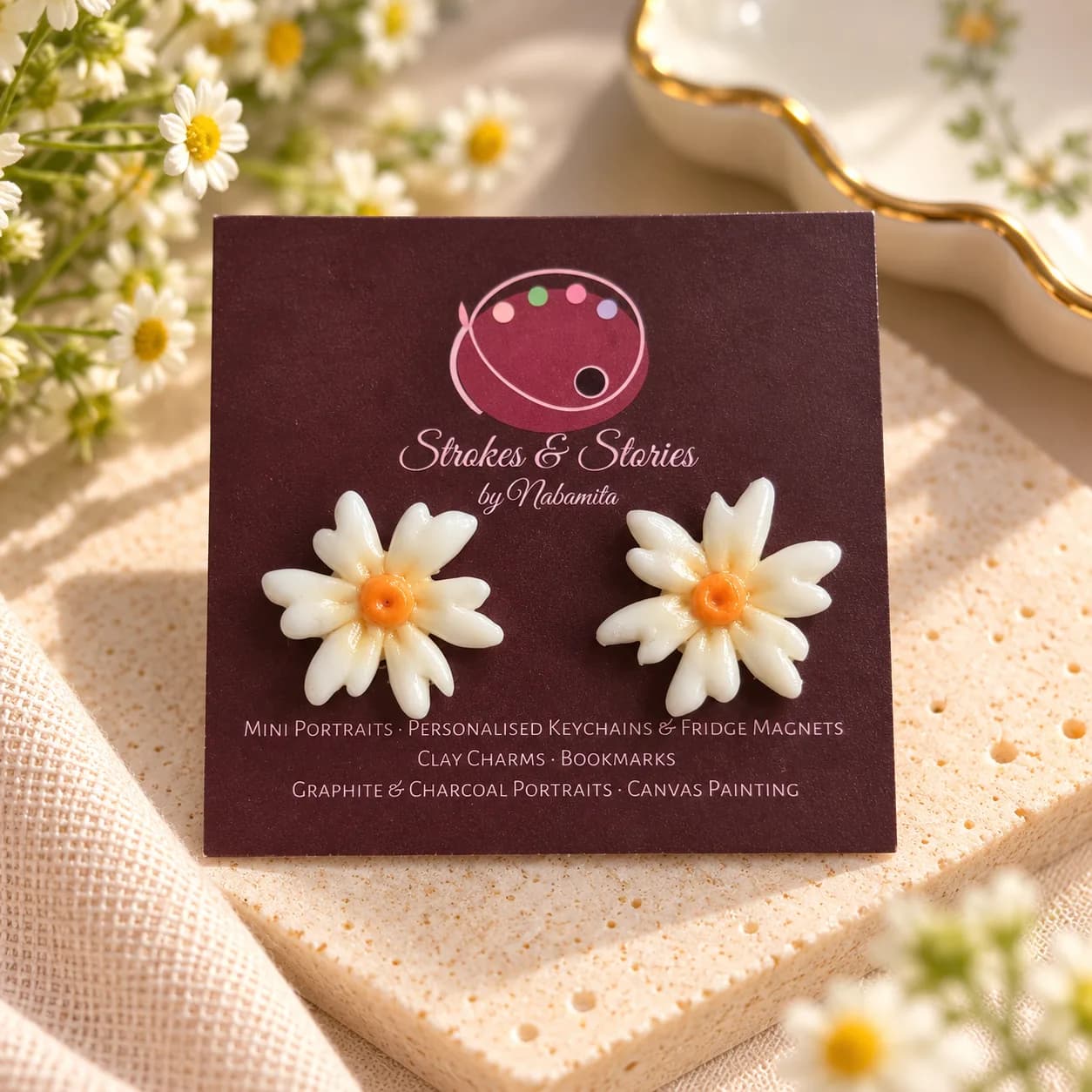 Handcrafted Shiuli / Parijat Floral Ear Studs