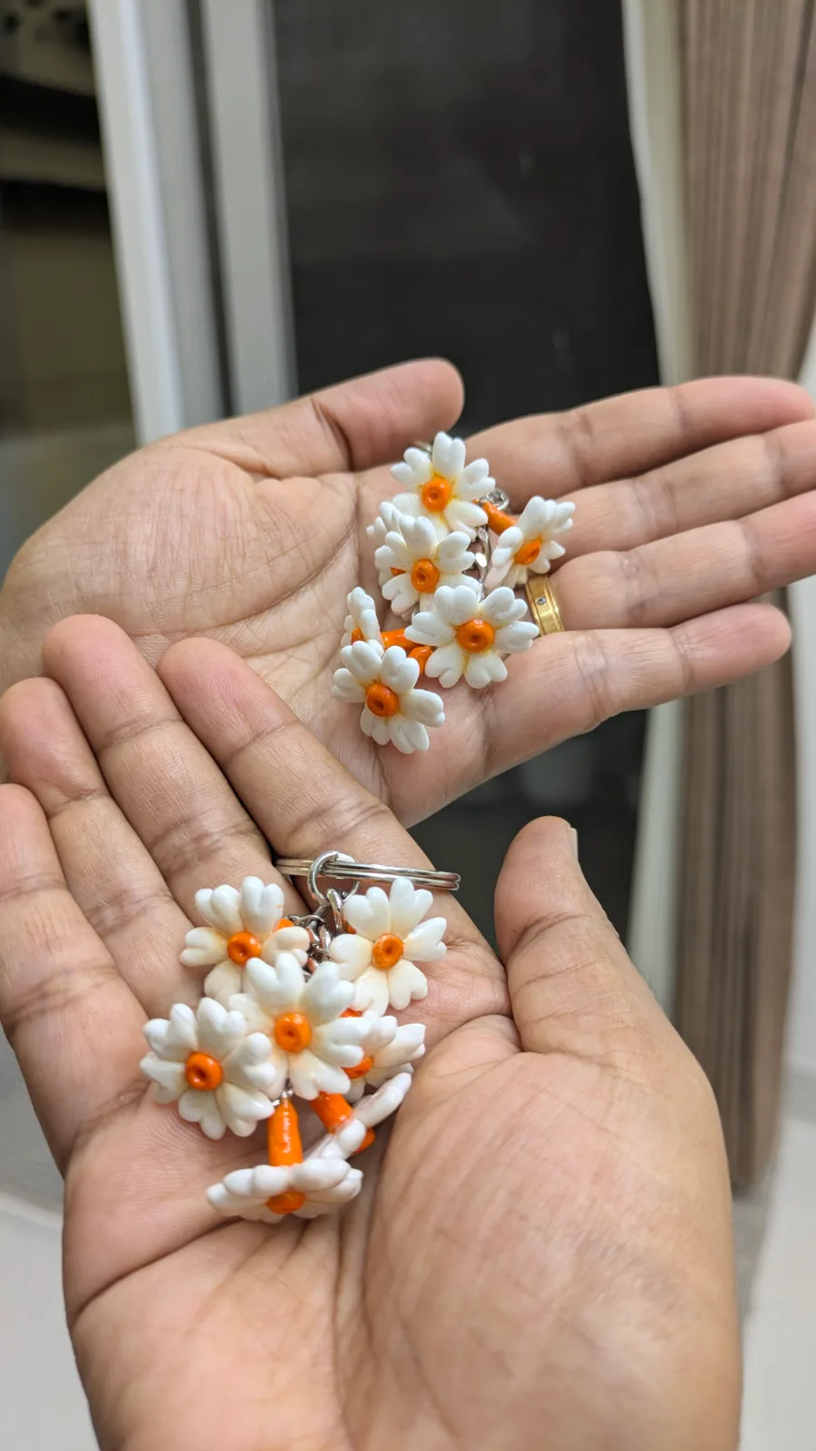 Handcrafted Shiuli Bunch Keychain |  Night Jasmine Flowers